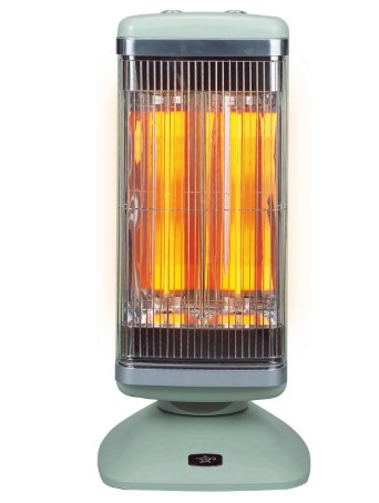 アラジンのワイドタイプのカーボンヒーターが暖かく発熱している様子